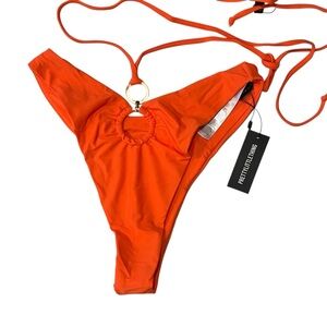Prettylittlething Bikini Bottom Size 4 Orange O Ring Waist